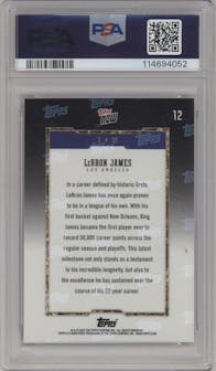 LeBron James from the 2024-25 Topps Now set graded by PSA and given an overall grade of 10.
