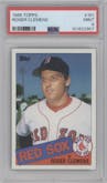 Roger Clemens from the 1985 Topps set graded by PSA and given an overall grade of 9.