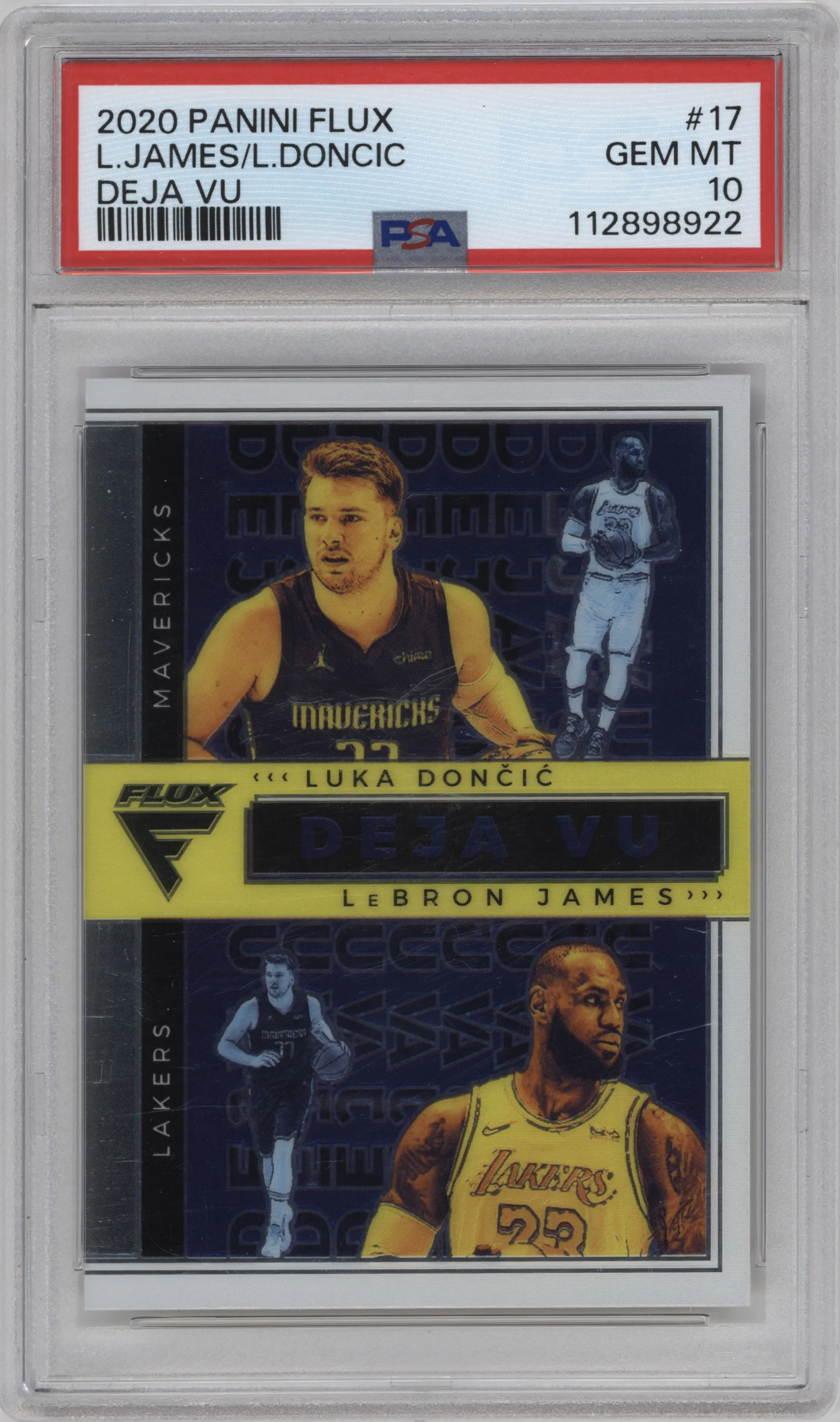 2020 Panini Flux Deja Vu LeBron James/Luka Doncic PSA 10
