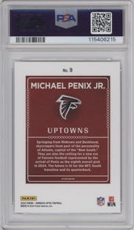 Michael Penix Jr. from the 2024 Donruss Optic set graded by PSA and given an overall grade of 10.
