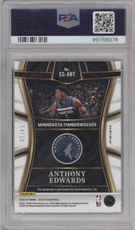 Anthony Edwards  from the 2022-23 Panini Select set featuring a Gold Prizm parallel graded by PSA and given an overall grade of 10.