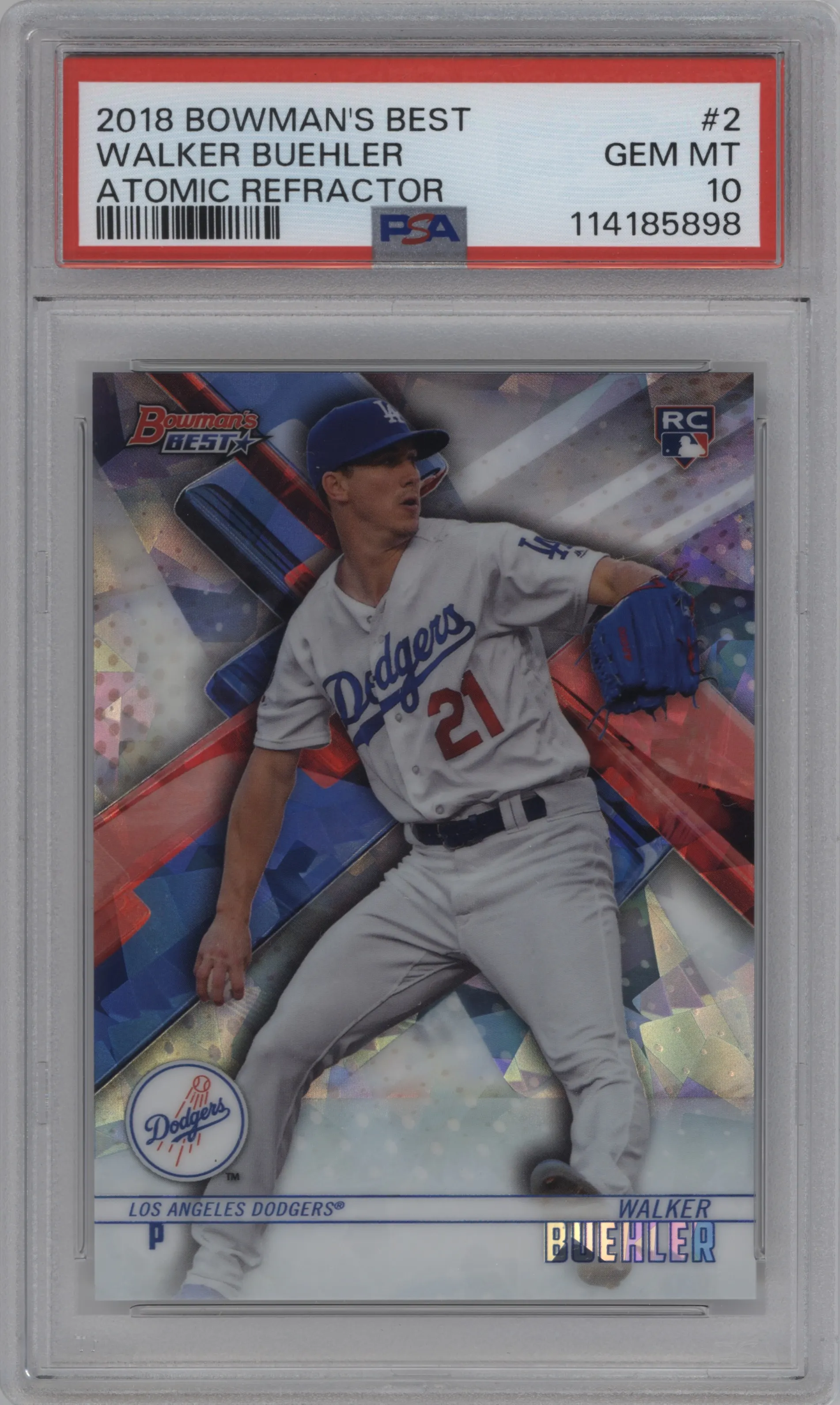 2018 Bowman’s Best Walker Buehler Atomic Refractor PSA 10