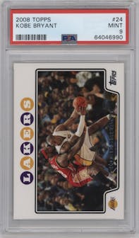Kobe Bryant from the 2008-09 Topps set graded by PSA and given an overall grade of 9.