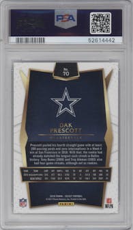 Dak Prescott from the 2016 Panini Select set graded by PSA and given an overall grade of 10.