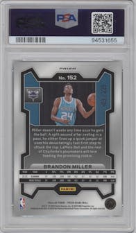 Brandon Miller from the 2023-24 Panini Prizm set featuring a Teal Ice parallel graded by PSA and given an overall grade of 10.