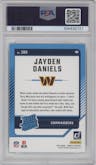 Jayden Daniels from the 2024 Donruss set graded by PSA and given an overall grade of 10.