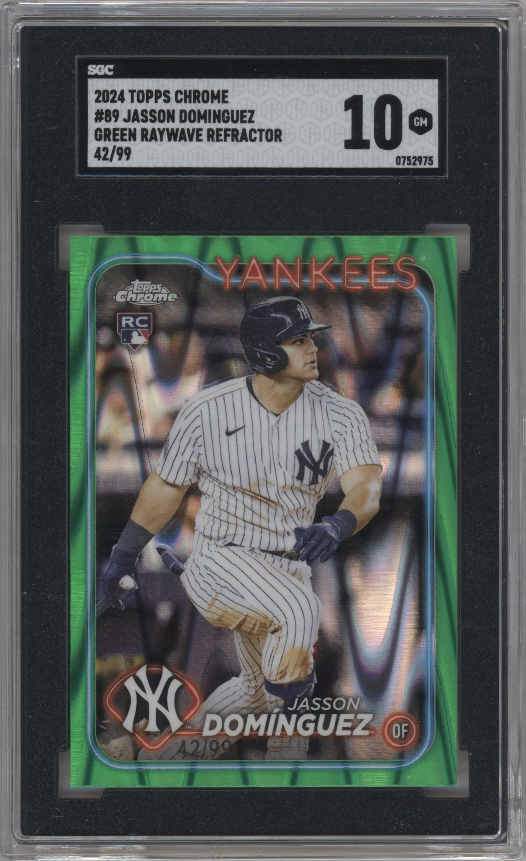 2024 Topps Chrome Jasson Dominguez Green Raywave Refractor SGC 10