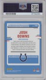 Josh Downs from the 2023 Donruss Optic set featuring a Hyper Blue parallel graded by PSA and given an overall grade of 10.