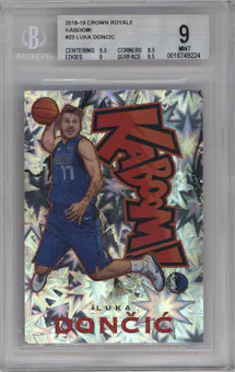 Luka Doncic from the 2018-19 Panini Crown Royale set graded by Beckett and given an overall grade of 9.