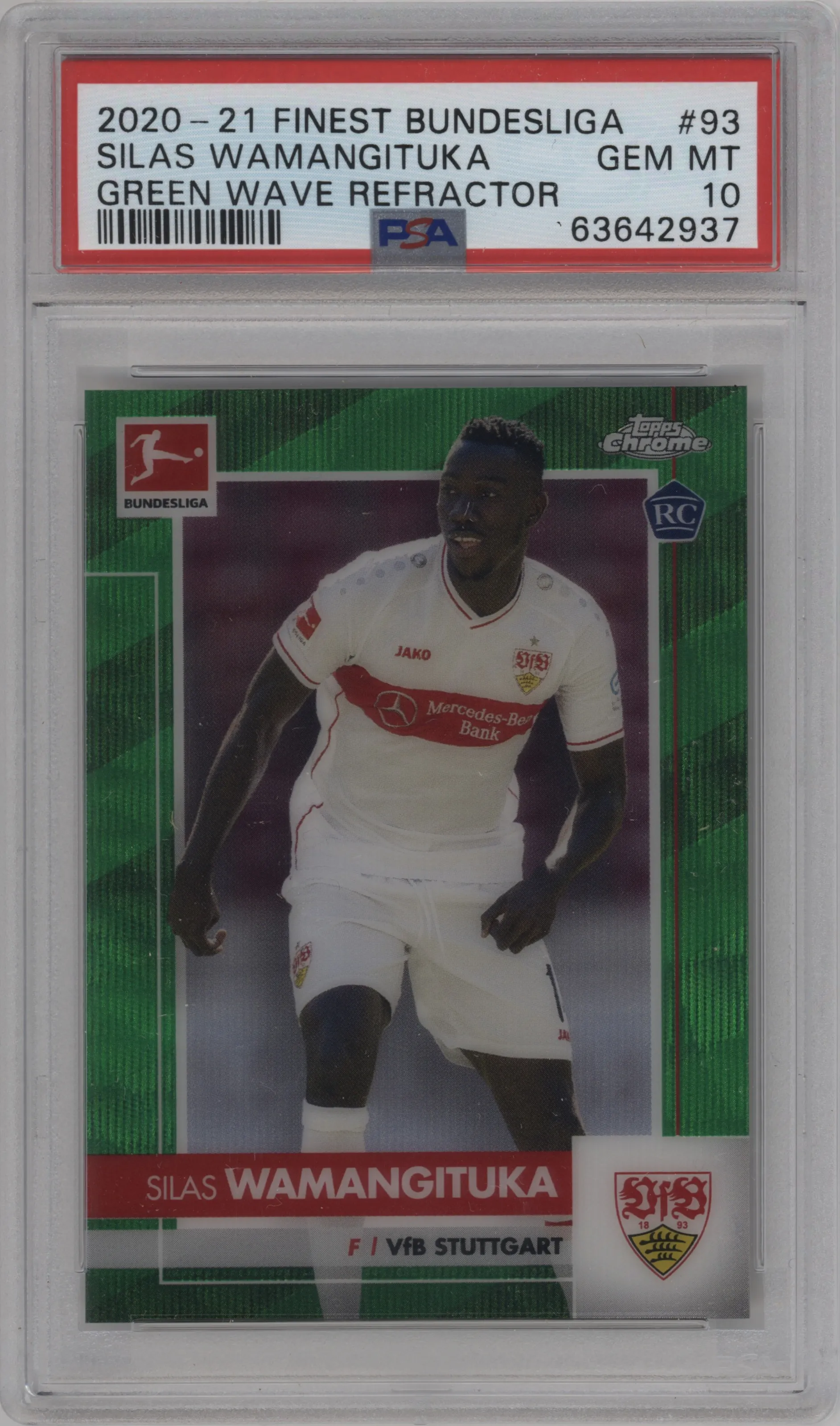 2020 Topps Chrome Bundesliga Silas Wamangituka Green Wave Refractor #93 PSA 10