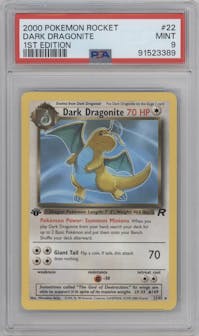 Dark Dragonite from the 2000 Pokemon set graded by PSA and given an overall grade of 9.