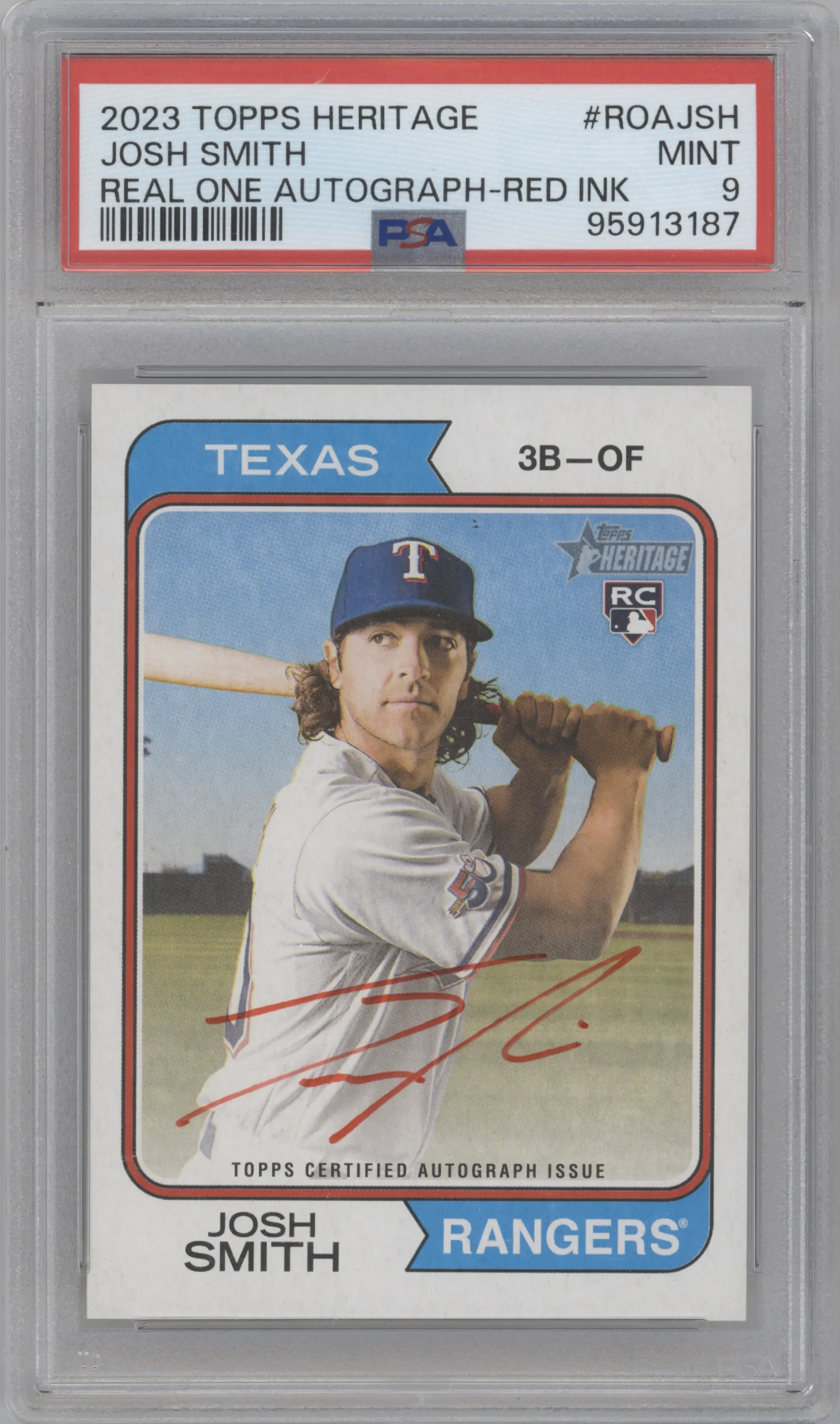 2023 Topps Heritage High Number Real One Auto Josh Smith Red Ink PSA 9