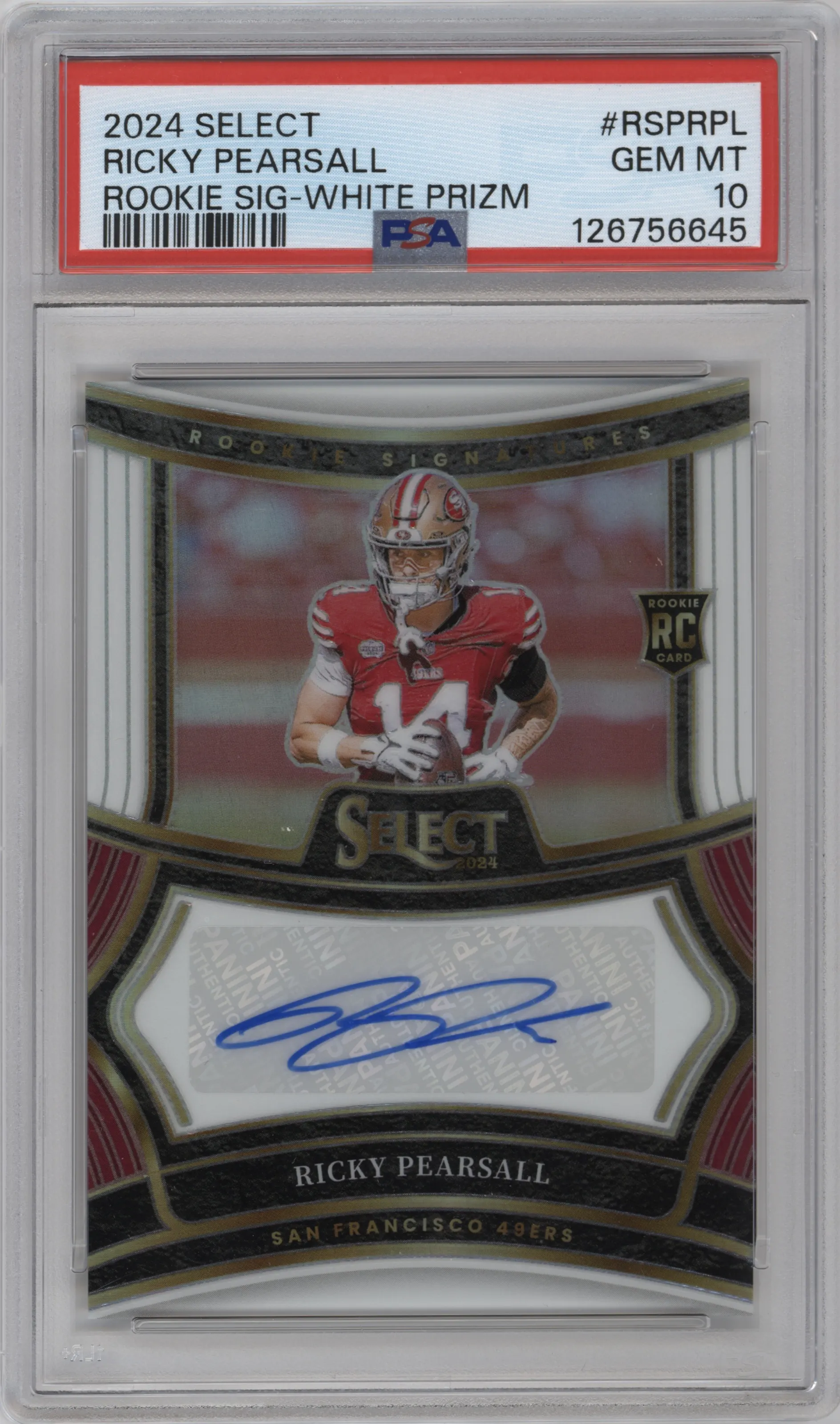 2024 Panini Select Rke.Sig. Ricky Pearsall White Prizm PSA 10