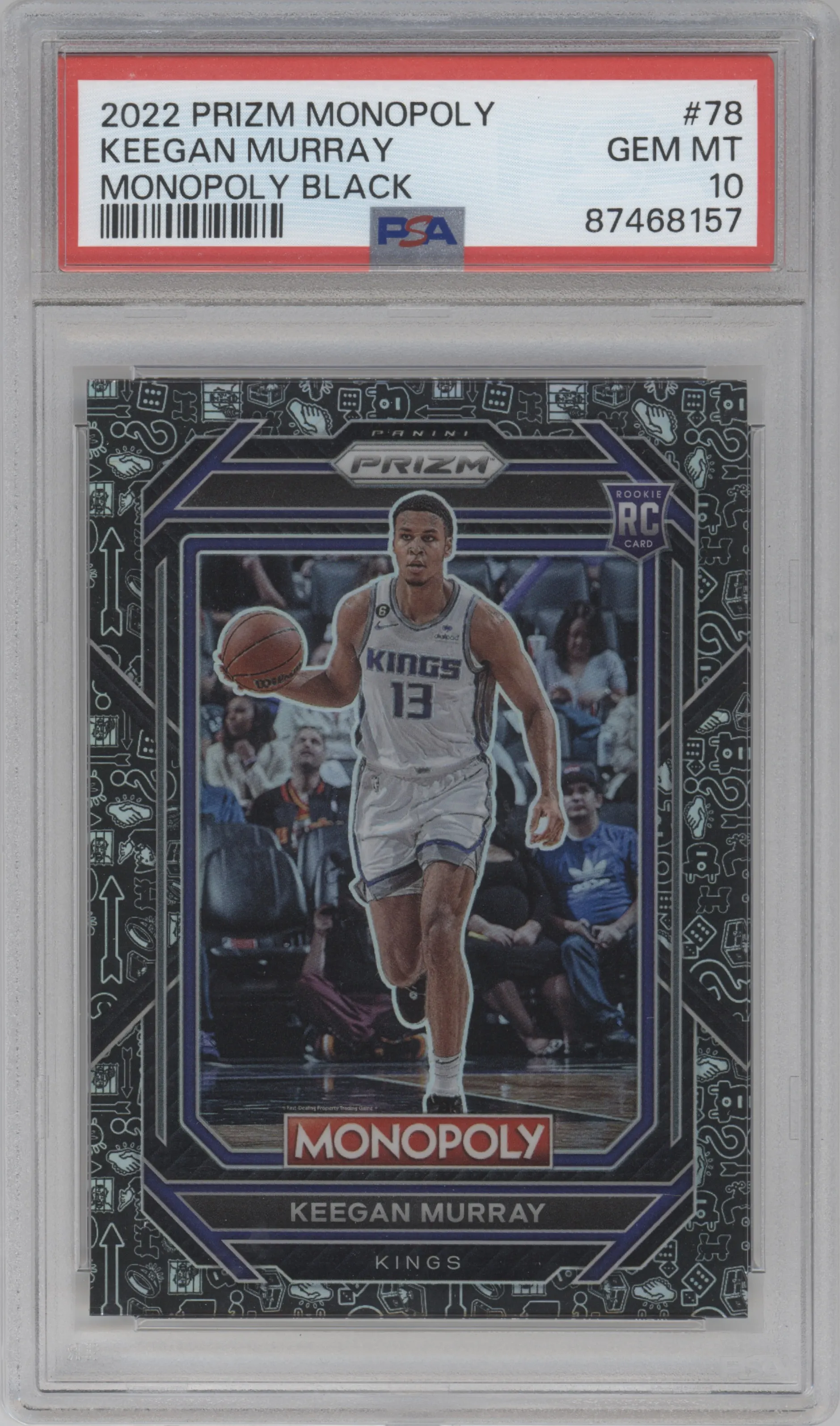 2022 Panini Prizm Monopoly Keegan Murray Black Classic Icons PSA 10