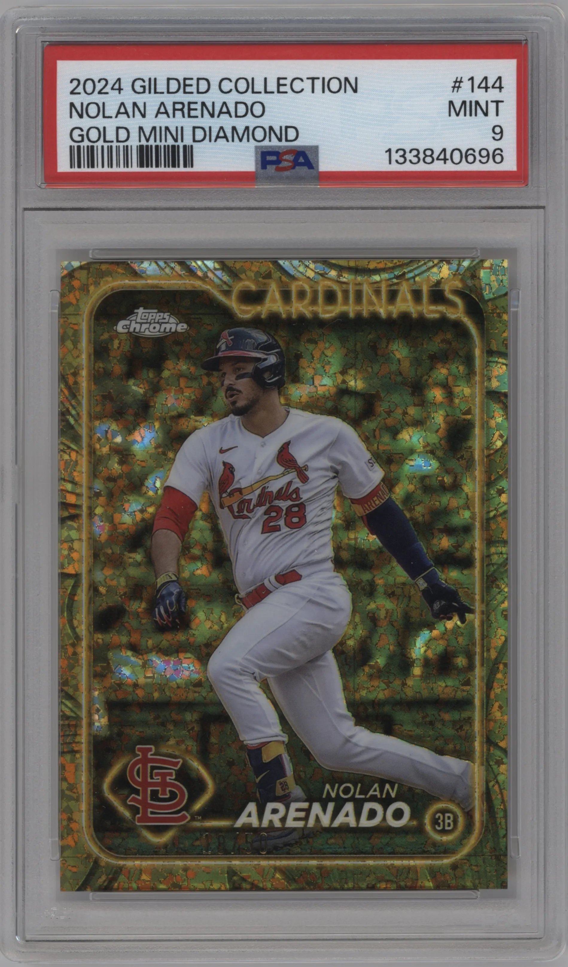 2024 Topps Gilded Collection Nolan Arenado Mini-Diamond Gold Refractor PSA 9