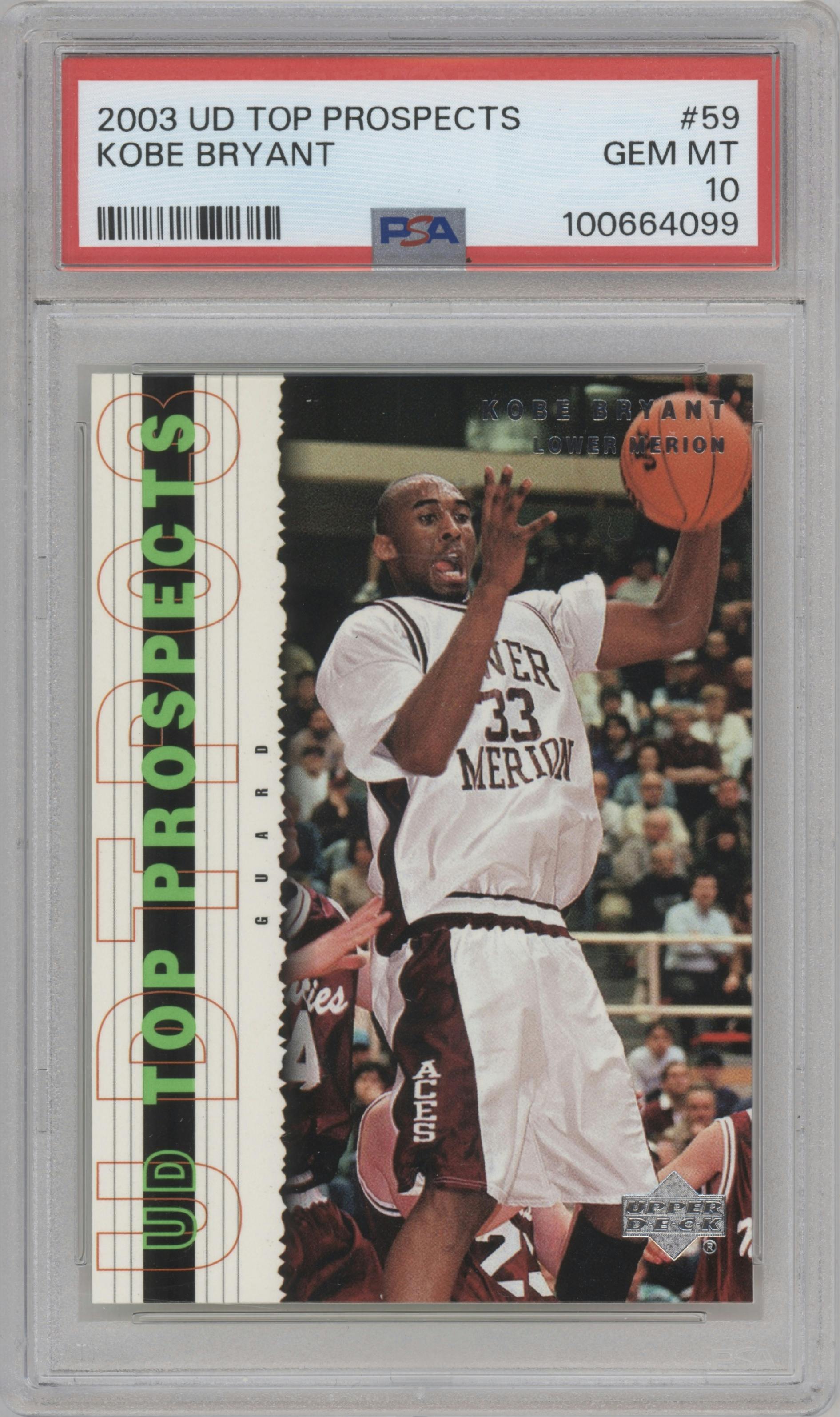 Kobe Bryant from the 2003 UD Top Prospects set graded by PSA and given an overall grade of 10.