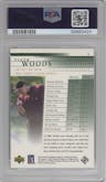 Tiger Woods from the 2001 Upper Deck set graded by PSA and given an overall grade of 8.
