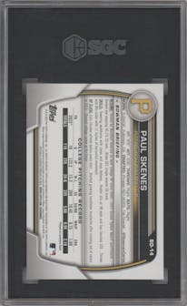 Paul Skenes from the 2023 Bowman Draft set graded by SGC and given an overall grade of 10.
