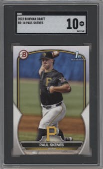 Paul Skenes from the 2023 Bowman Draft set graded by SGC and given an overall grade of 10.