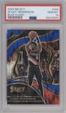 Scoot Henderson from the 2023-24 Panini Select  set featuring a Blue Flash parallel graded by PSA and given an overall grade of 10.