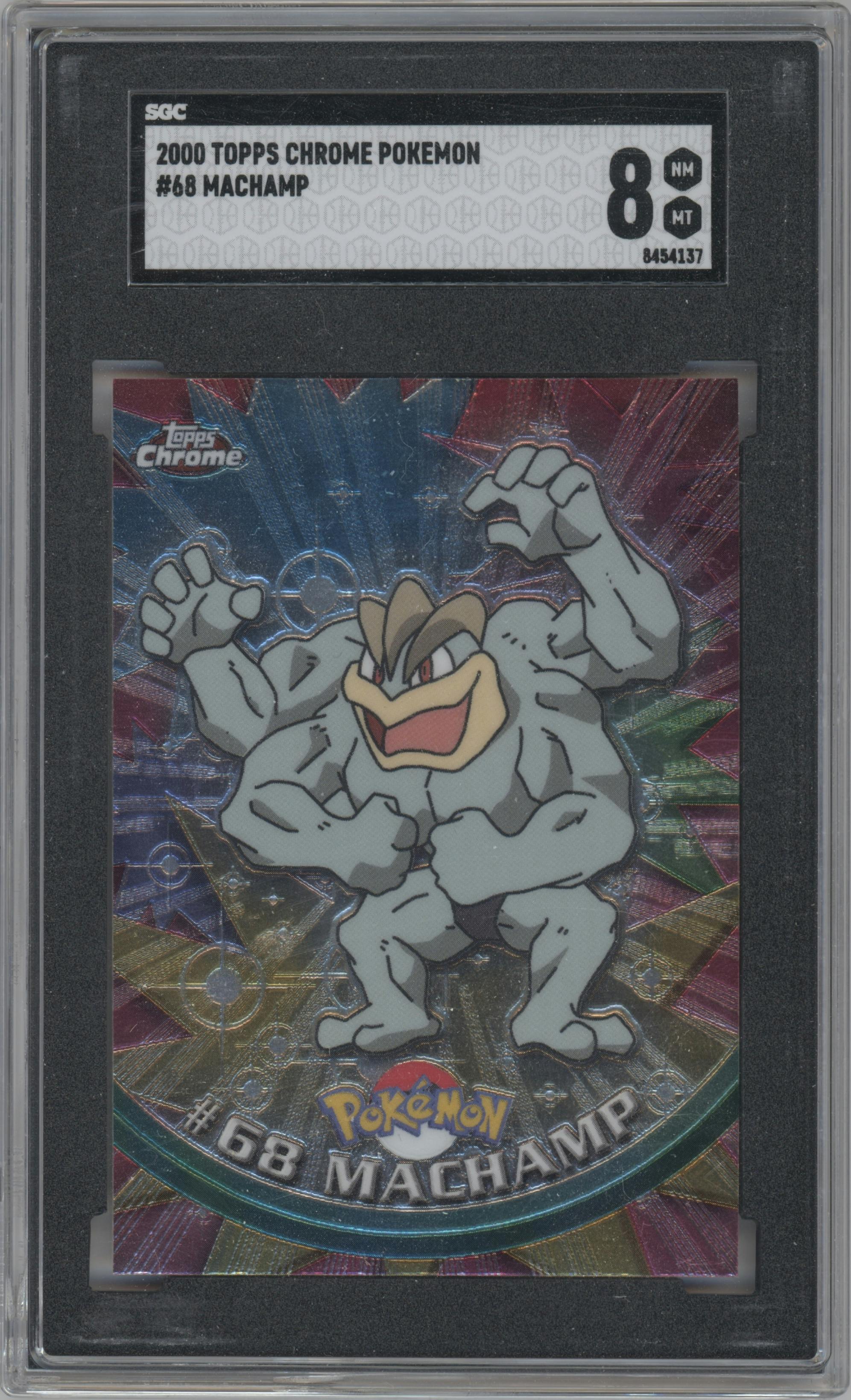 Machamp from the 2000 Pokemon set graded by SGC and given an overall grade of 8.