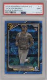 Jackson Merrill from the 2024 Bowman Chrome Sapphire set graded by PSA and given an overall grade of 9.