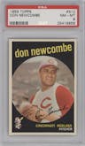 Don Newcombe from the 1959 Topps set graded by PSA and given an overall grade of 8.