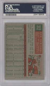 Don Newcombe from the 1959 Topps set graded by PSA and given an overall grade of 8.