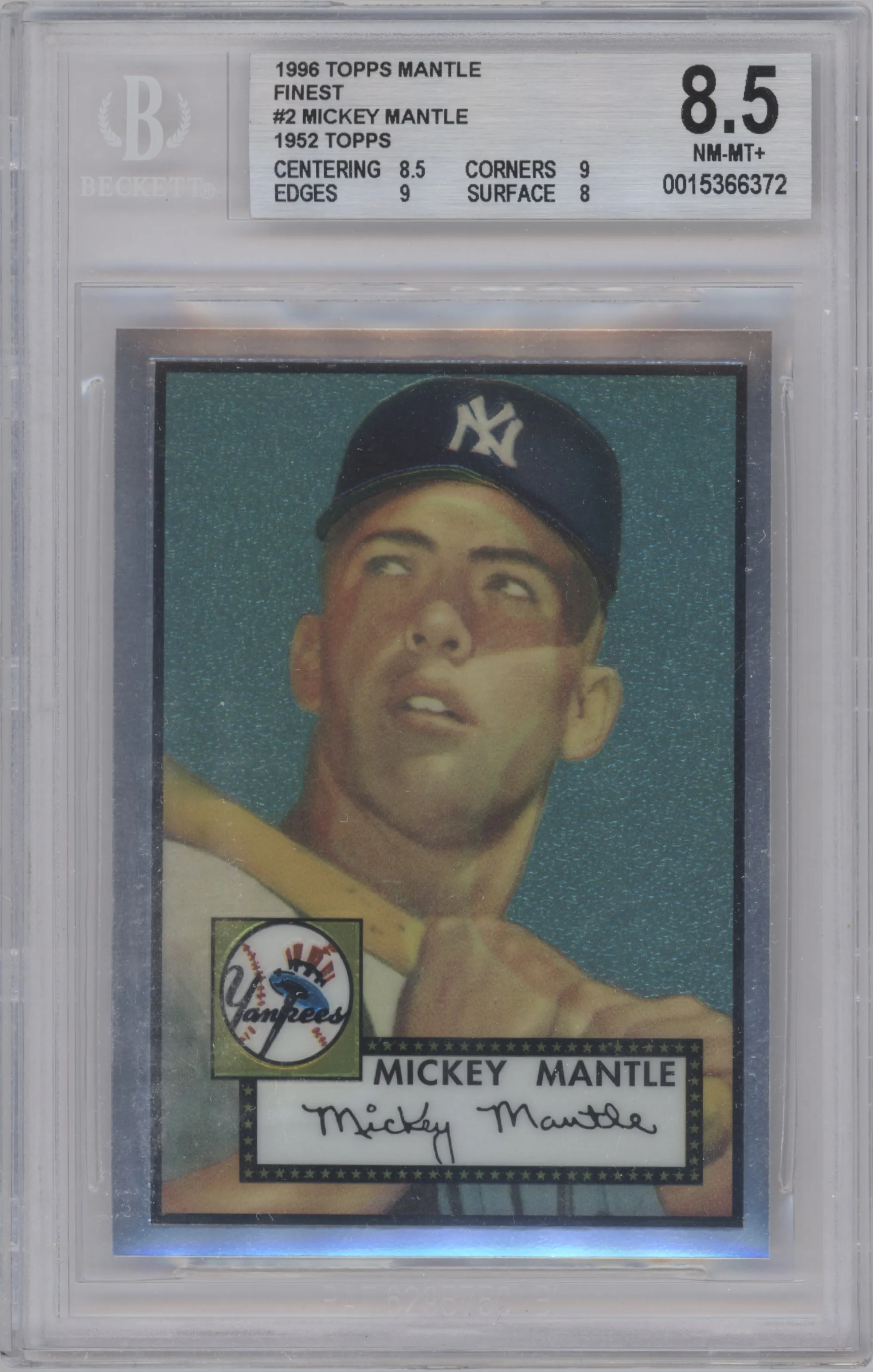 1996 Topps Mickey Mantle RP Mickey Mantle #2 BGS 8.5