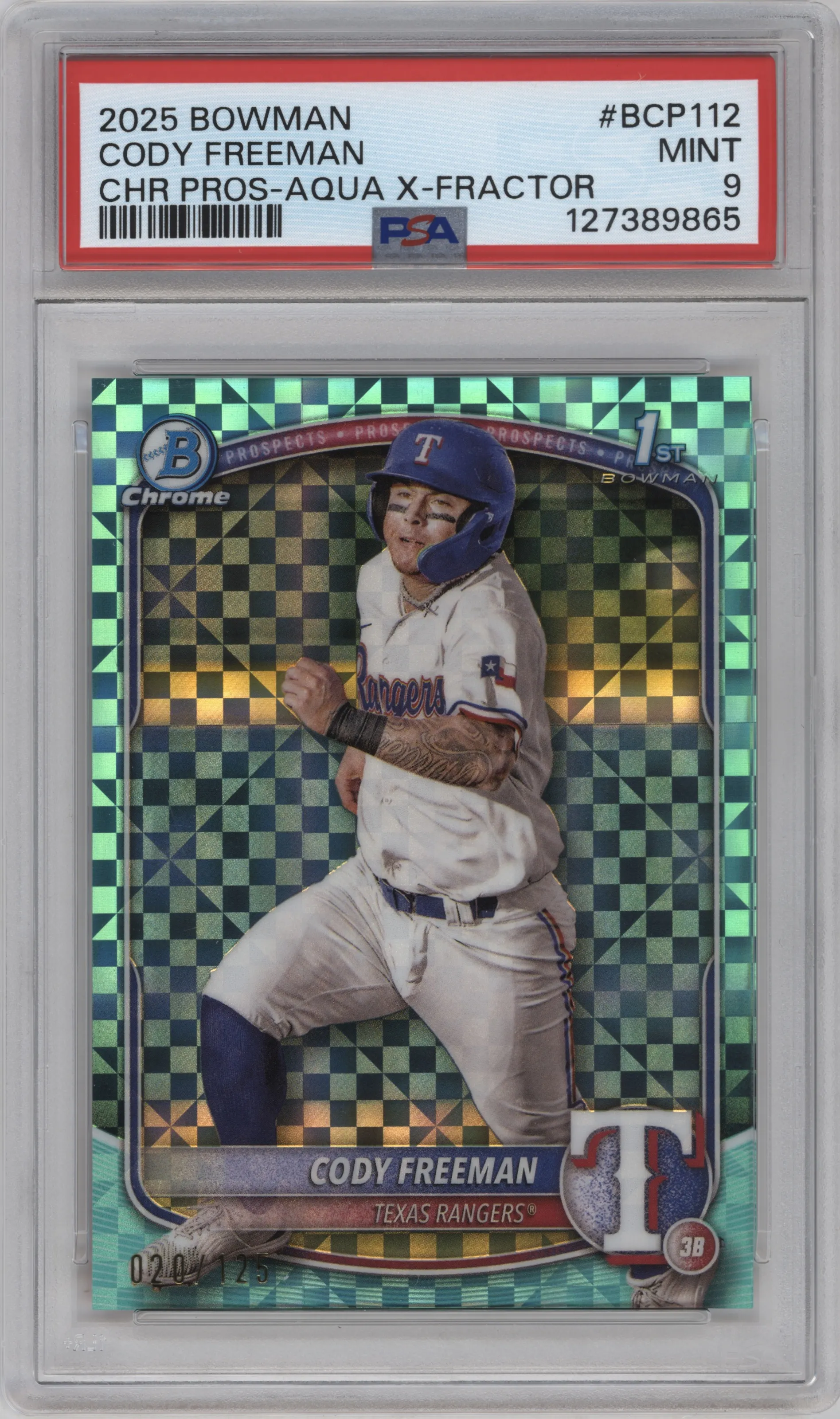 2025 Bowman Chr.Pros Cody Freeman Aqua X-Fractor PSA 9