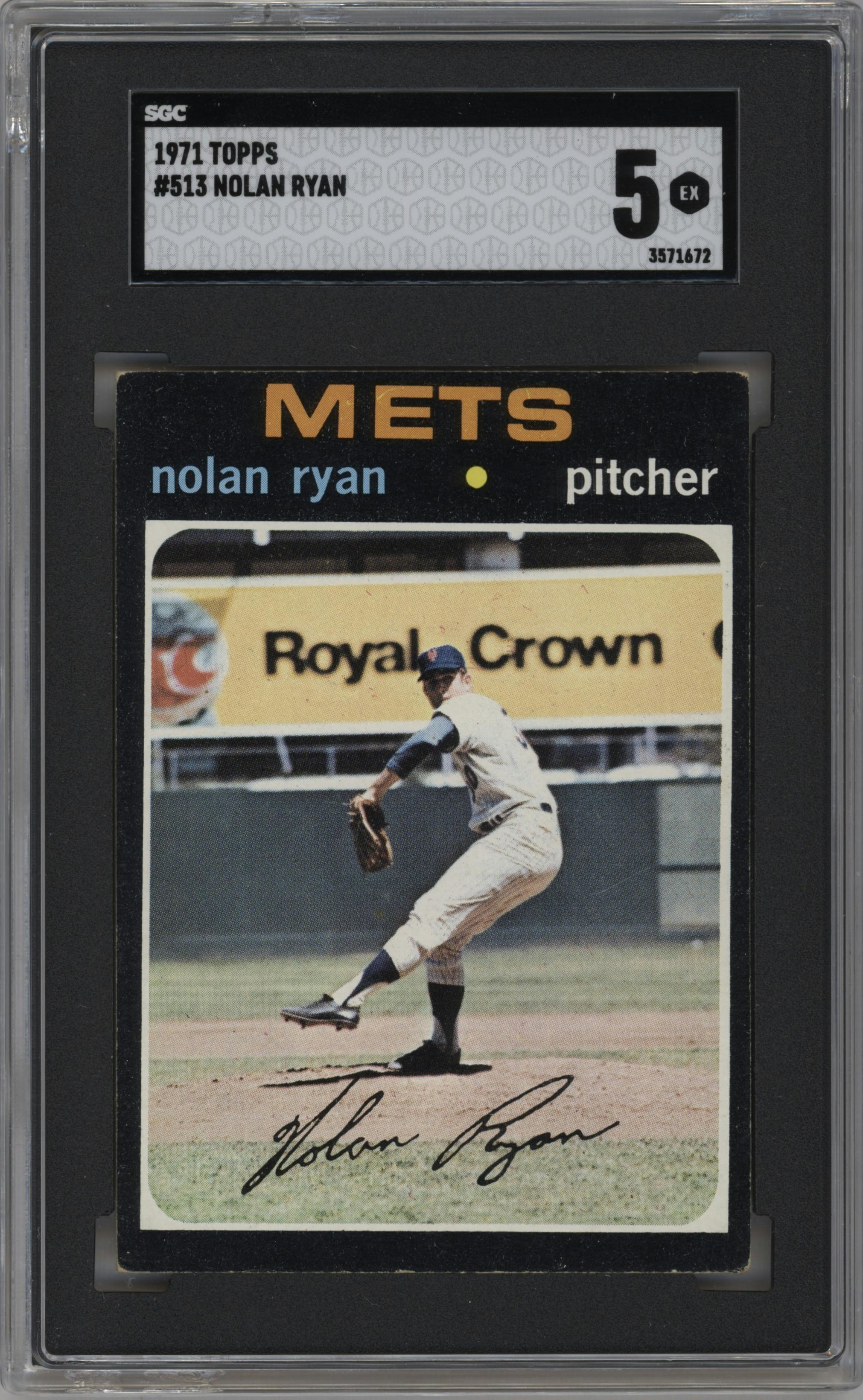 Nolan Ryan from the 1971 Topps set graded by SGC and given an overall grade of 5.