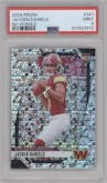 Jayden Daniels from the 2024 Panini Prizm set featuring a No Huddle parallel graded by PSA and given an overall grade of 9.