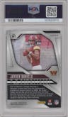 Jayden Daniels from the 2024 Panini Prizm set featuring a No Huddle parallel graded by PSA and given an overall grade of 9.