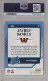 Jayden Daniels from the 2024 Donruss set featuring a Pink parallel graded by PSA and given an overall grade of 9.