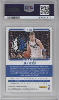 Luka Doncic from the 2018-19 Panini Chronicles set featuring a Green parallel graded by PSA and given an overall grade of 10.