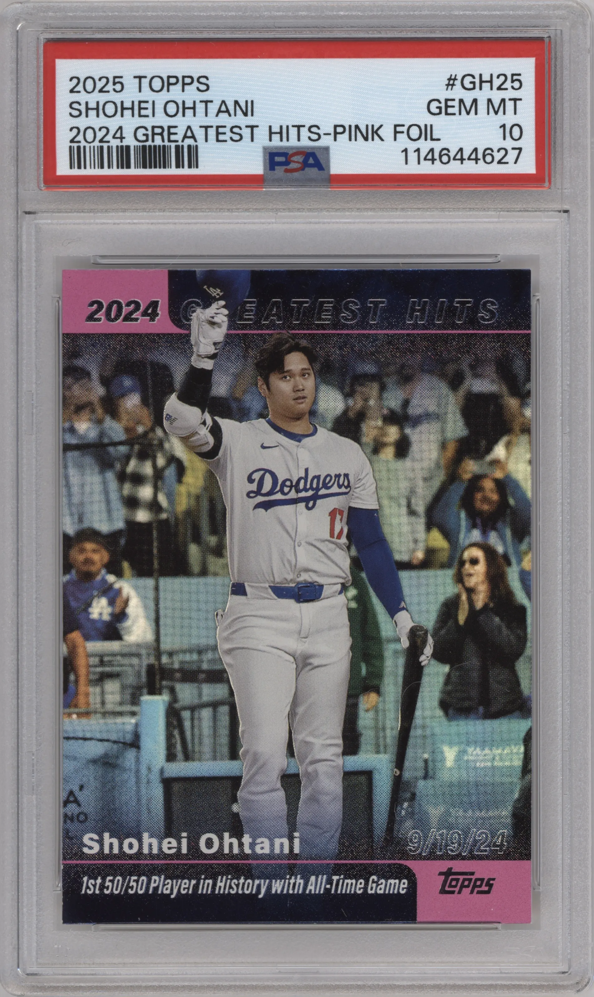 2025 Topps '24 Greatest Hits Shohei Ohtani Pink Foil PSA 10