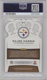 Najee Harris from the 2021 Panini Chronicles set graded by PSA and given an overall grade of 10.