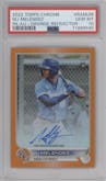 MJ Melendez from the 2022 Topps Chrome set featuring a Orange Refractor parallel graded by PSA and given an overall grade of 10.