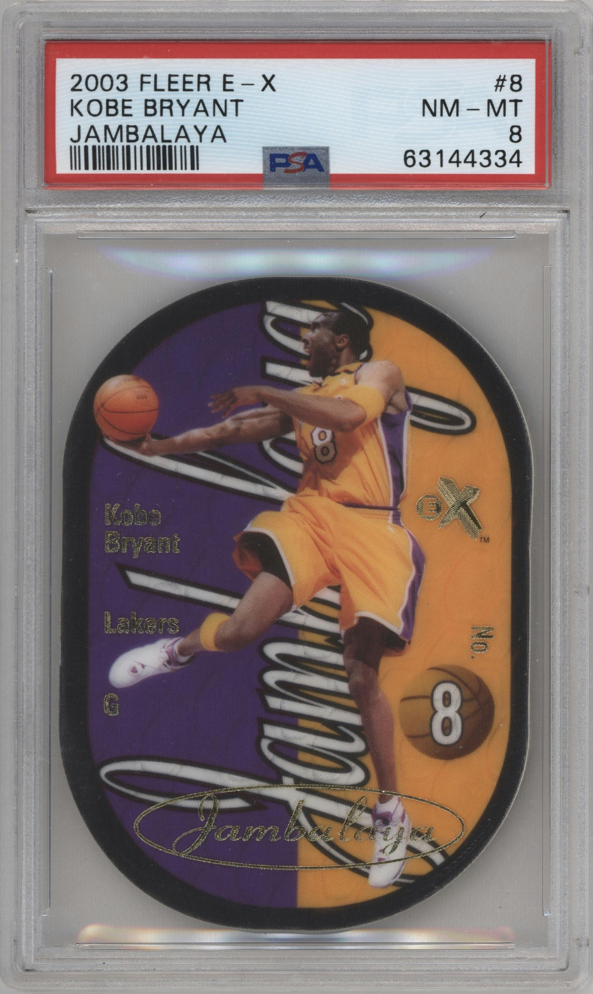 Kobe Bryant	 from the 2003-04 Fleer E-X set graded by PSA and given an overall grade of 8.