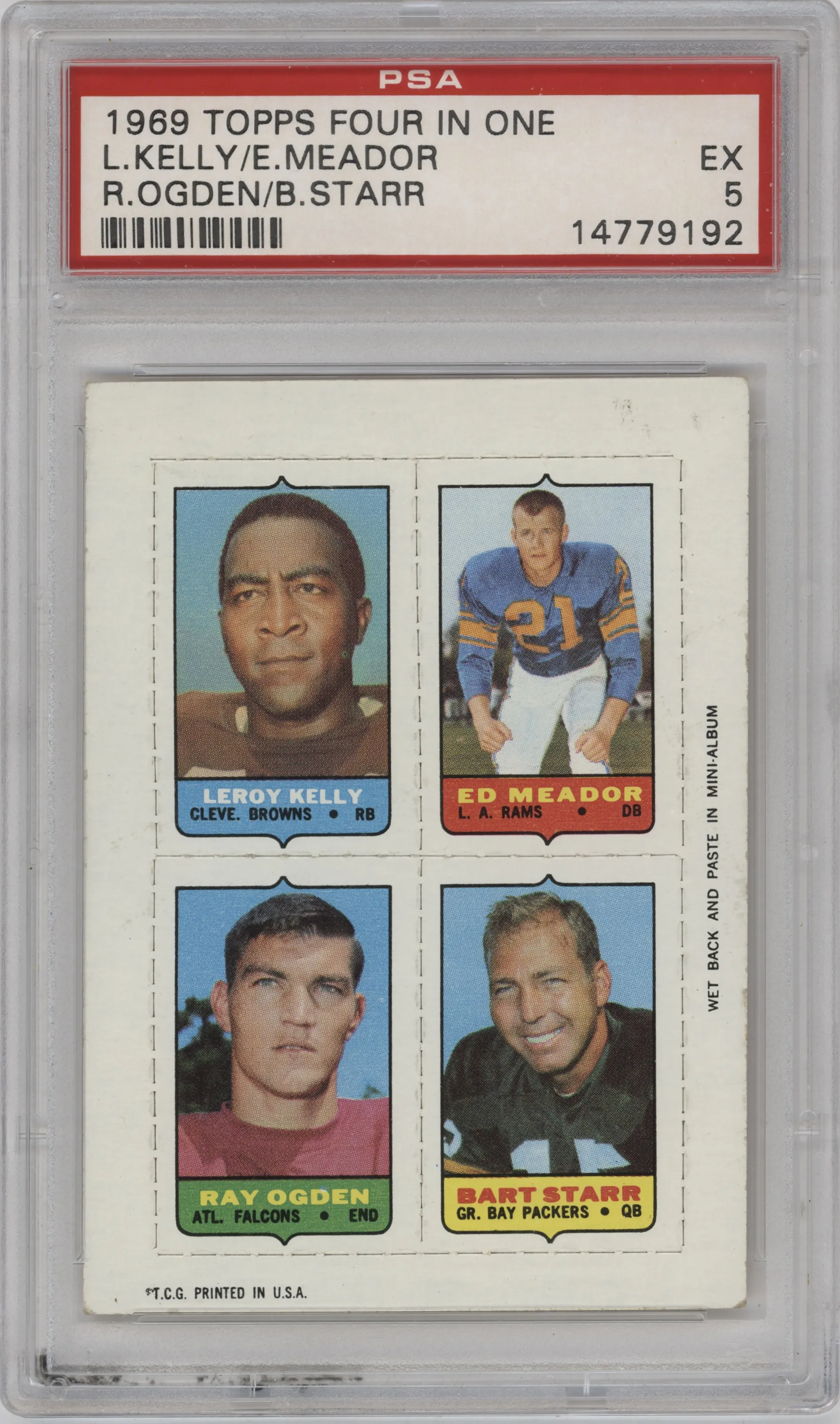 1969 Topps Four-in-One Leroy Kelly / Ed Meador / Ray Ogden / Bart Starr #NNO PSA 5