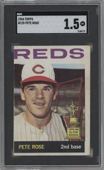 Pete Rose from the 1964 Topps set graded by SGC and given an overall grade of 1.5.