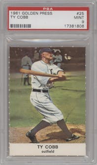 Ty Cobb from the 1961 Golden Press set graded by PSA and given an overall grade of 9.