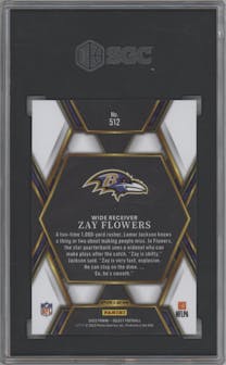 Zay Flowers from the 2022 Panini Select set graded by SGC and given an overall grade of 10.