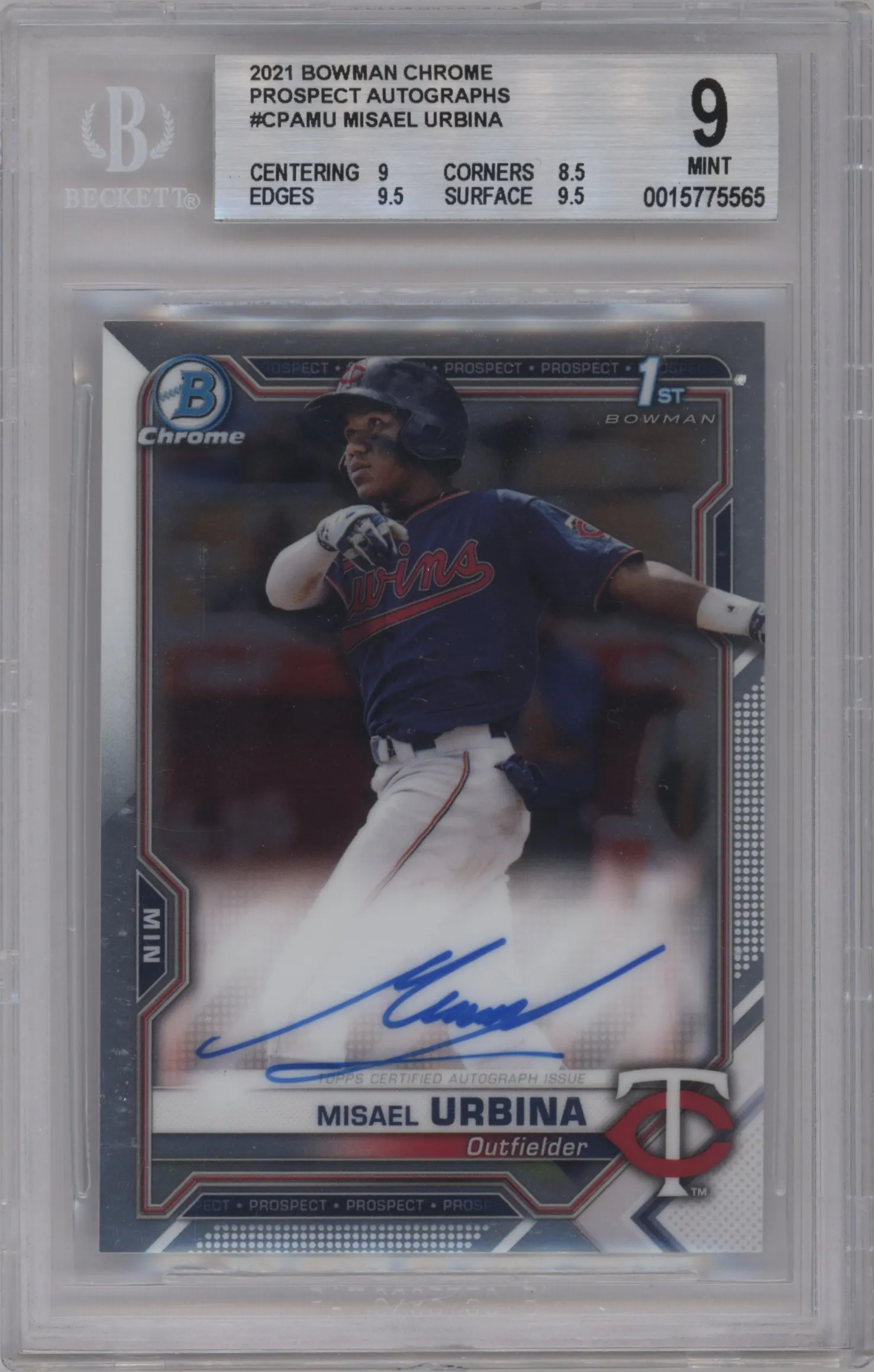 2021 Bowman Chrome Pros.Auto Misael Urbina BGS 9