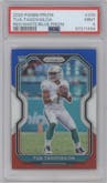 Tua Tagovailoa from the 2020 Panini Prizm set featuring a Red/White/Blue Prizm parallel graded by PSA and given an overall grade of 9.