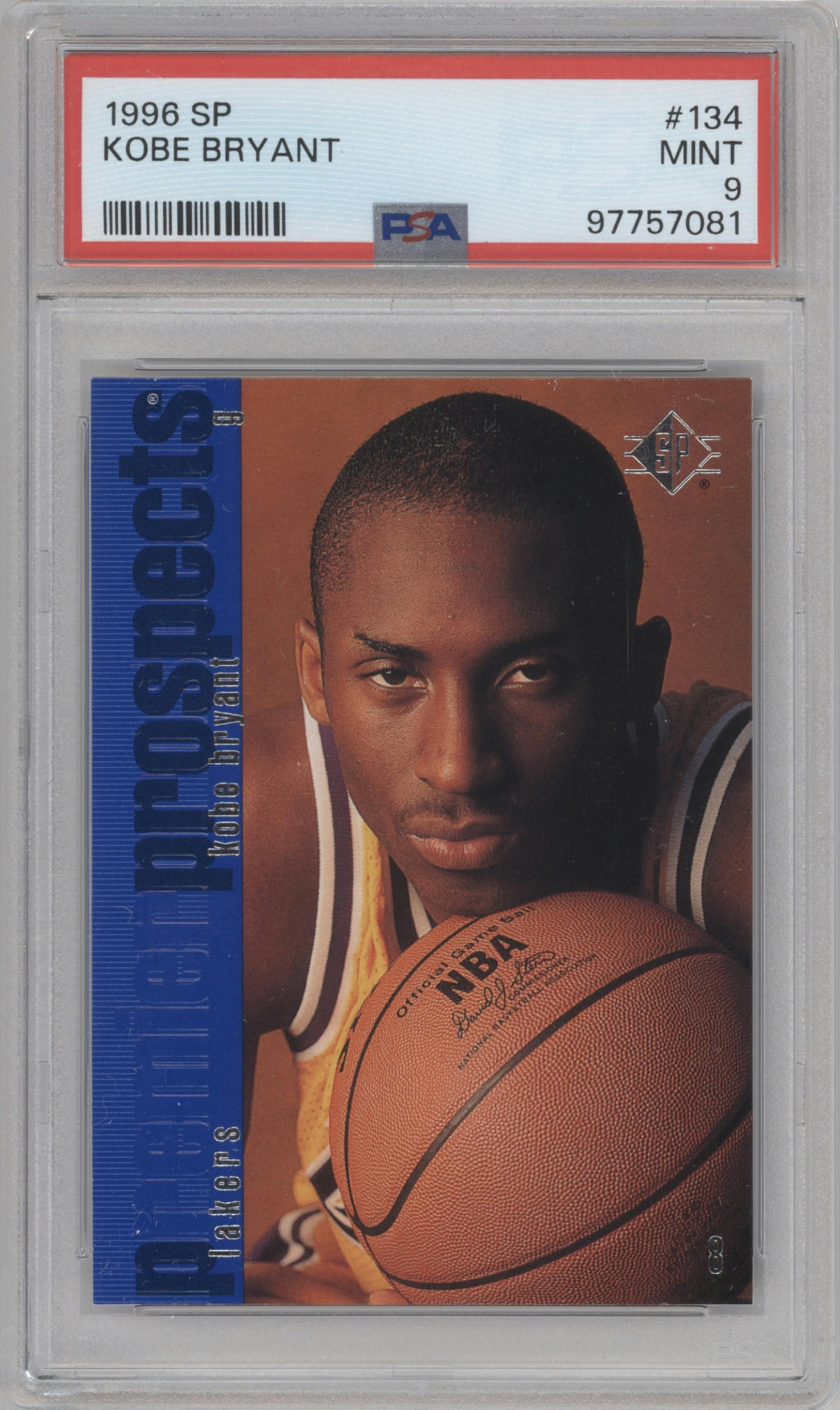 Kobe Bryant from the 1996-97 Upper Deck SP set graded by PSA and given an overall grade of 9.