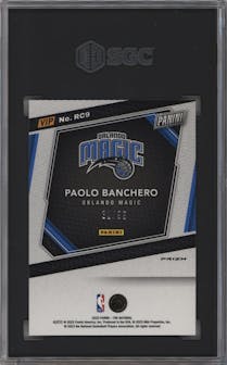 Paolo Banchero from the 2023 Panini The National VIP set featuring a Green Sparkle parallel graded by SGC and given an overall grade of 8.