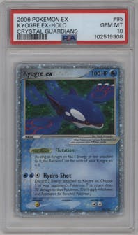 Kyogre ex from the 2006 Pokemon EX set graded by PSA and given an overall grade of 10.