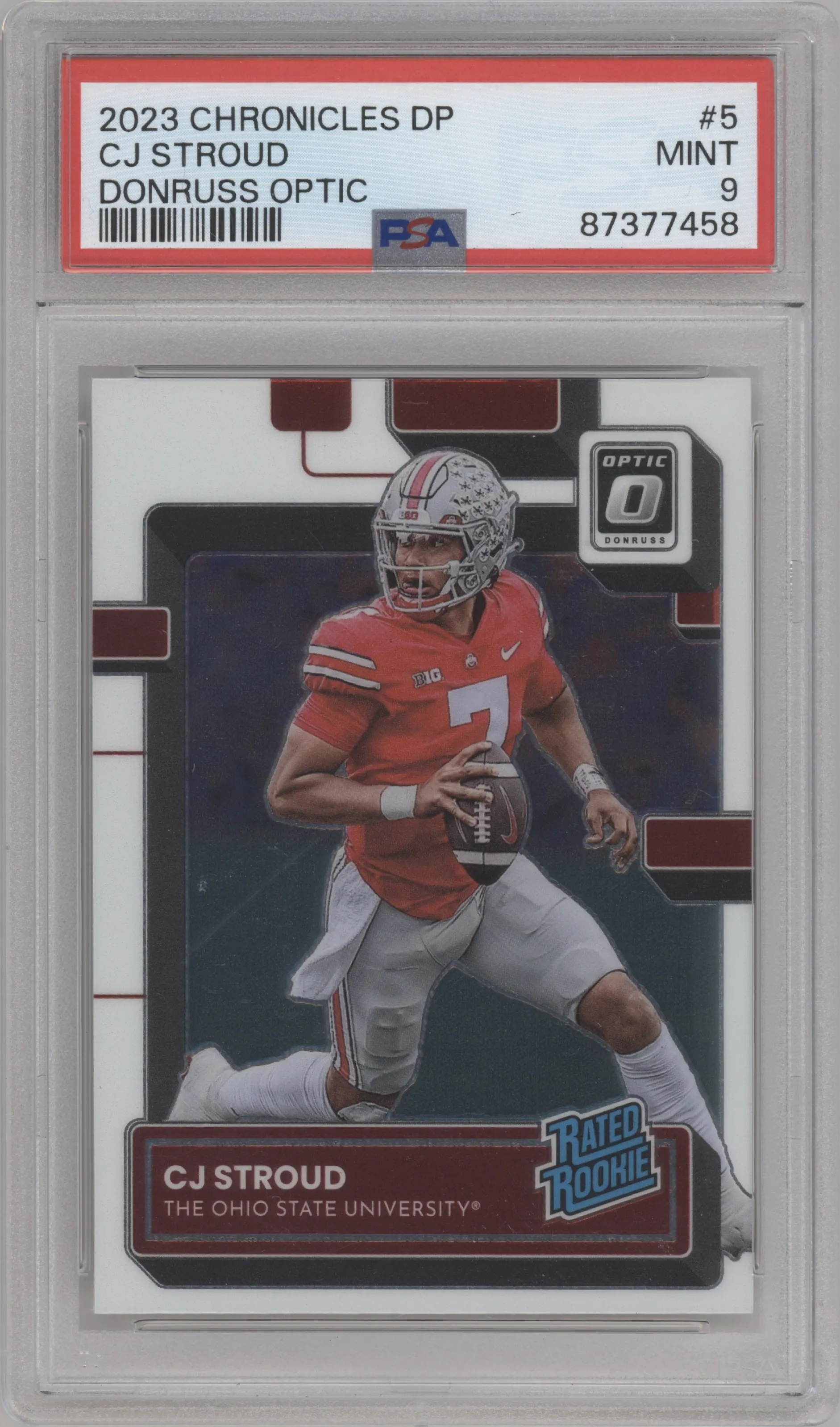 2023 Panini Chronicles Draft Picks Donruss Optic Rtd.Rke. CJ Stroud PSA 9