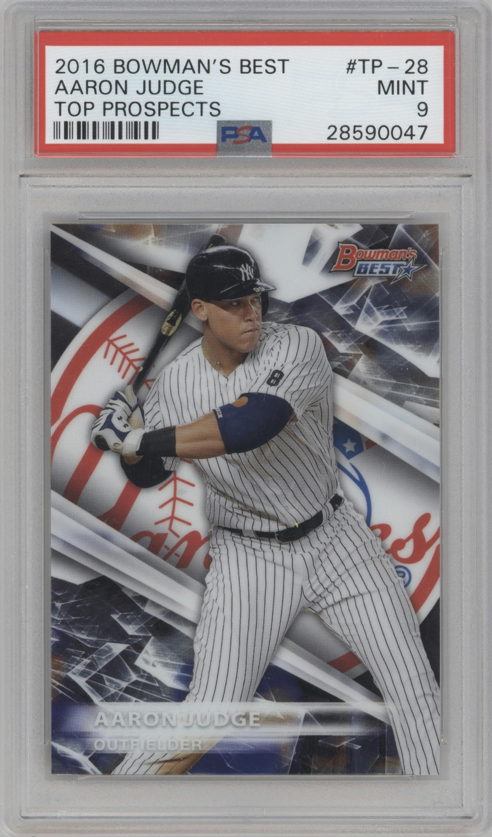 Aaron Judge from the 2016 Bowman’s Best set graded by PSA and given an overall grade of 9.